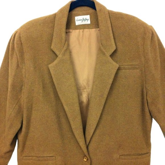 Vintage 80s Carissa Jeffrey Blazer Relaxed 1button Jacket -16 Wool Blend Mustard - Picture 6 of 10
